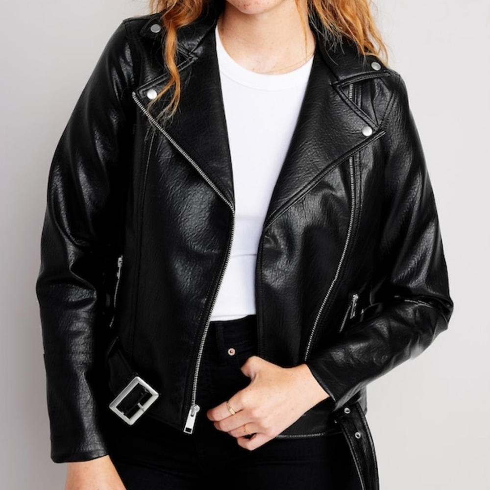 Black Faux Leather Moto Jacket